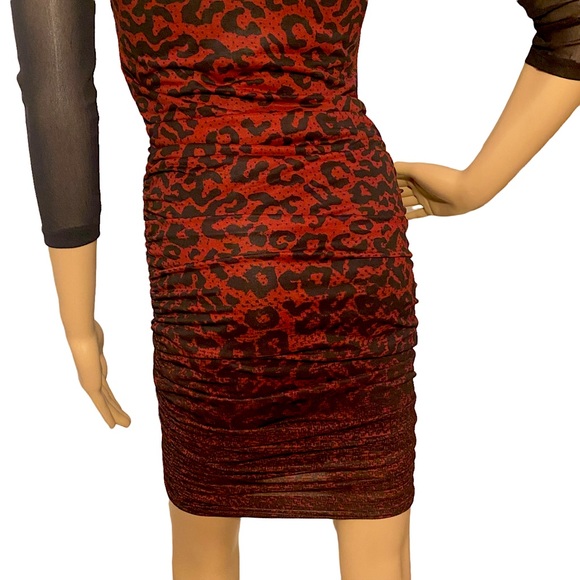 🆕 GUESS  | BANDIDA DRESS IN RED & BLACK LEOPARD PRINT SNAKESKIN OMBRÉ  SZ S - Picture 11 of 16